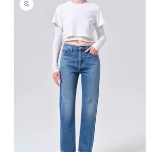 Agolde Straight Leg Jeans in Medium Blue Wash